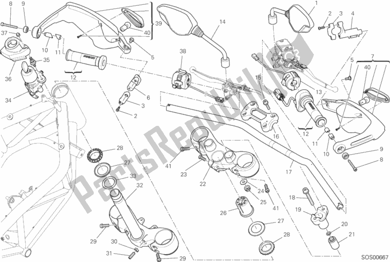 Todas as partes de Guiador E Controles do Ducati Hypermotard USA 821 2015